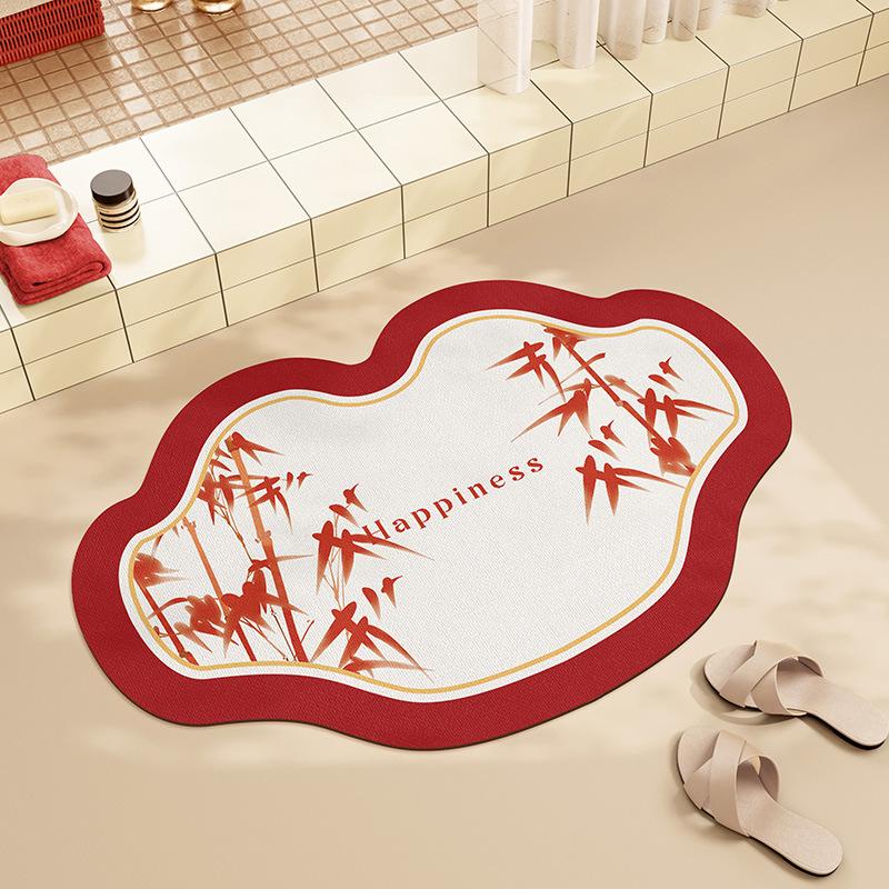 

Married Heart-shaped Bathroom Anti-slip Floor Mat for Bathroom Special Anti-slip Floor Mat for Red Diatom Mud Water Absorption Anti-fall Mat 40*60cm
