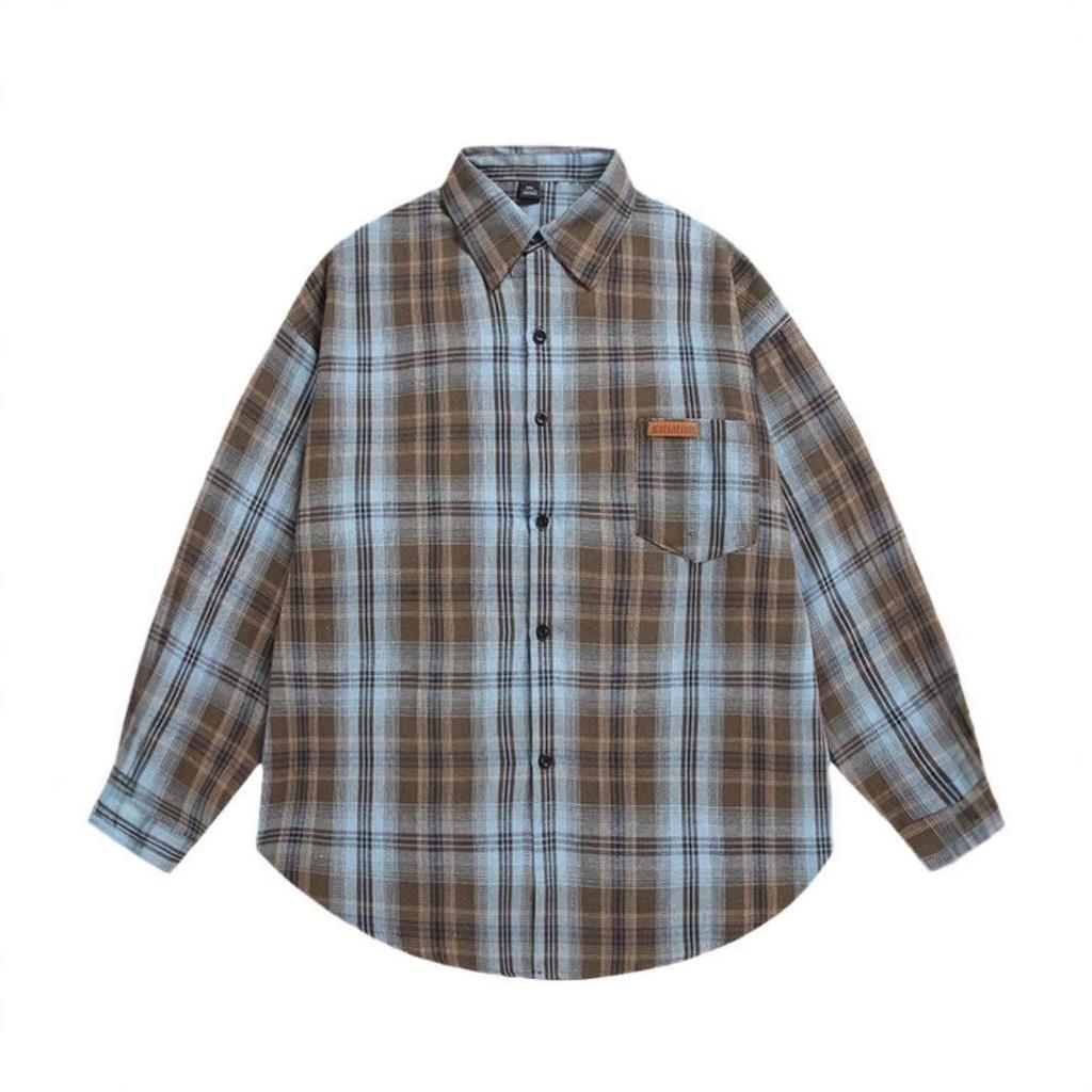 Women's Plaid Long Sleeve Shirt - Casual, Loose-Fit Top for Autumn and Spring