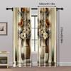 2pcs   Curtains 2D print Vase Floral Print Versatile Fabric (without rod) Outdoor Decorations Ldeal for Living Room and Bedroom