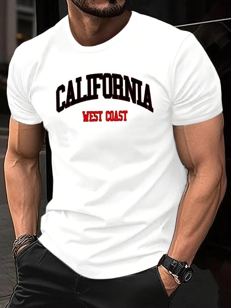 The best product is only for you 100% Puur Katoen Zomer Heren Casual Los Californi&euml; Letter Bedrukt Sport Ademend Korte Mouwen Ronde Hals T-shirt Tops 5XL veelkleurig