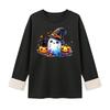 Women's Lined Round Neck Long Sleeve Halloween Print Casual Top for Winter