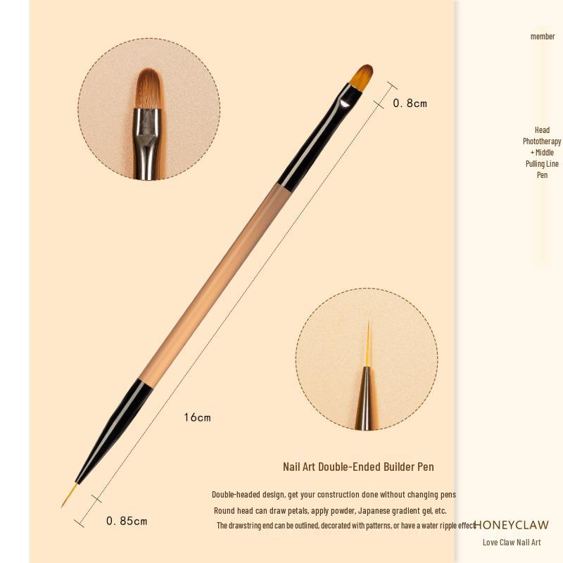 Japanese Dual-Ended Gel Pen for Nail Art: Light-Curing Brush for Painting, Outlining, and Stripping with Round & Flat Head
