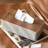 Wooden Tissue Box Leather Tissue Case Aesthetic Rectangular Napkin Boxes Elegant Luxury Napkin Storage Cases Table Decorations