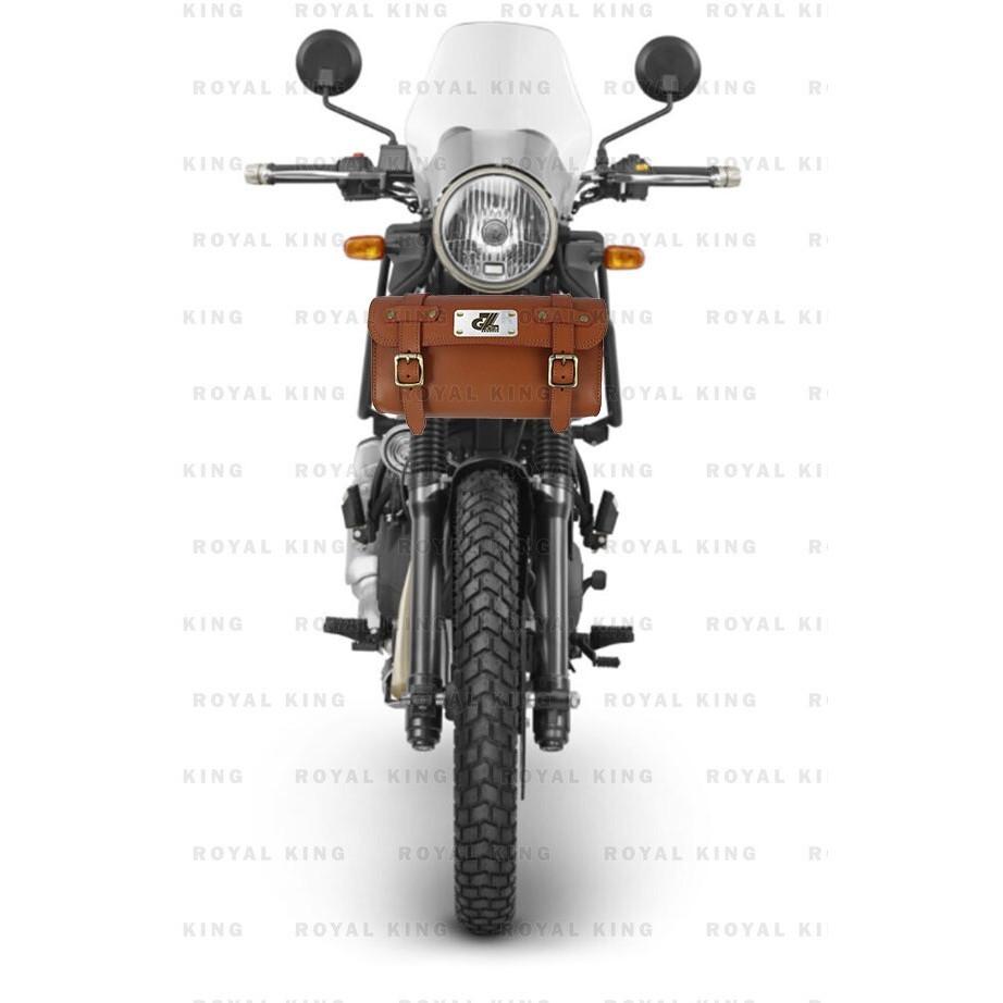 Tan "Leather Round Bag Fit For Royal Enfield Himalayan & Scram 411"