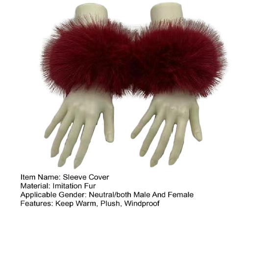 1 Pair Faux Fur Wrist Warmers Fluffy Women Plush Sleeve Cuffs Windproof Thermal Accessory for Jackets Sweaters