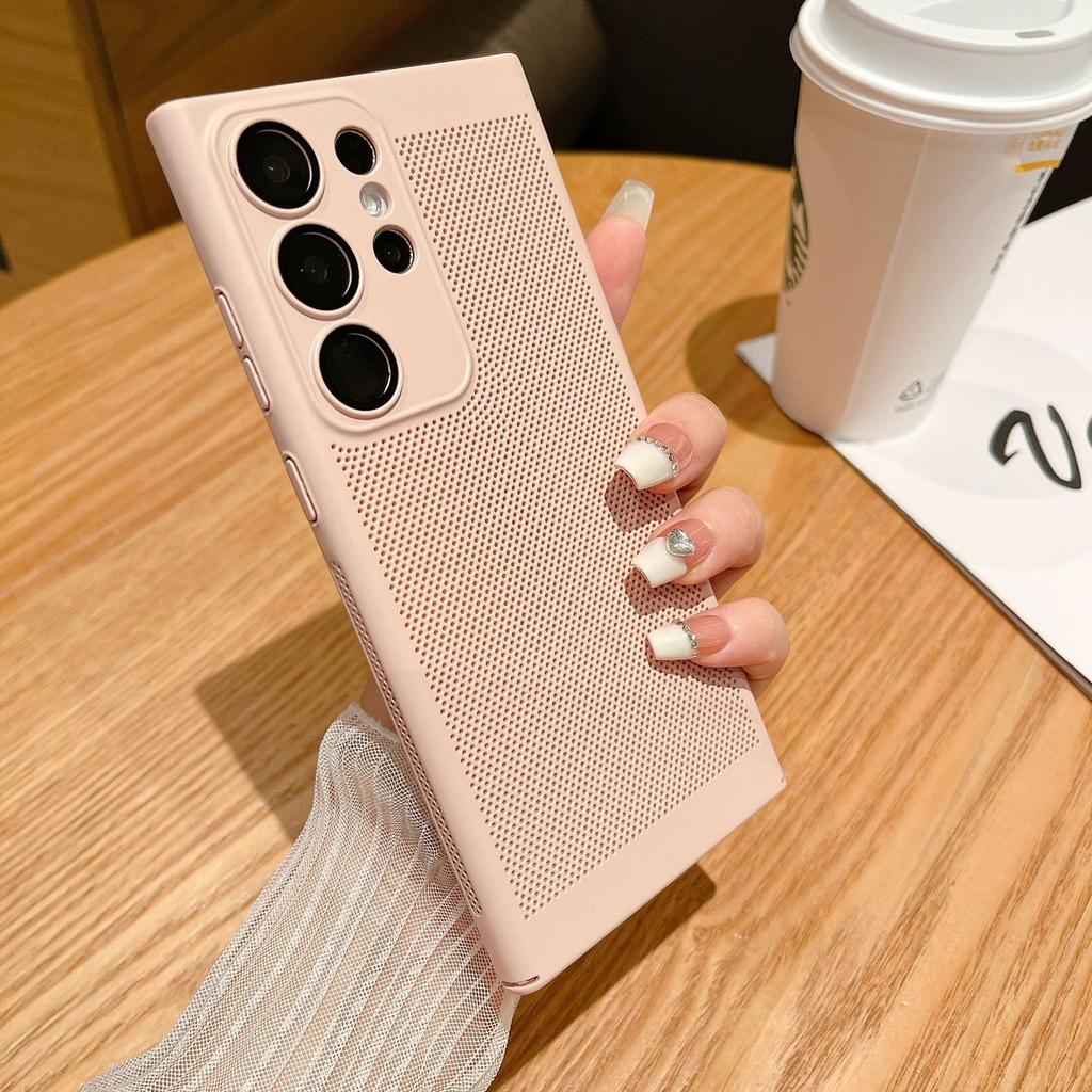 Heat dissipation mesh shell is suitable for Samsung S26Ultra with its own lens film mobile phone case S24 + all-inclusive PC summer hard sheath