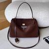 New Frosted Underarm Bag 2026 Spring Summer Light Luxury Genuine Leather Lock Commuter Travel Large Capacity Tote Messenger Bag