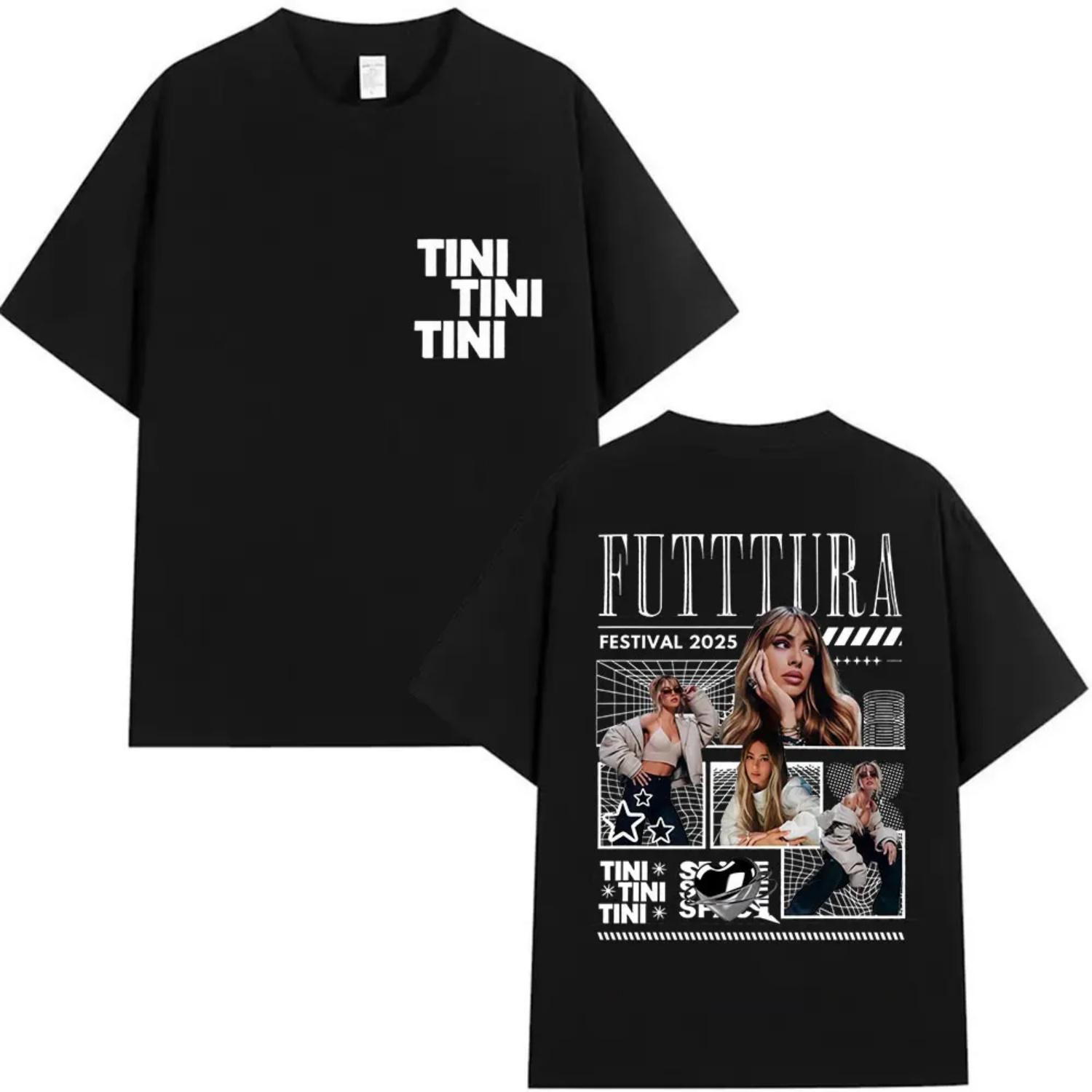 

Singer TINI STOESSEL Futtura Tour New Album 2025 Graphic T-shirts Men Women Fashion Harajuku Short Sleeve Cotton Tees Streetwear S чёрный