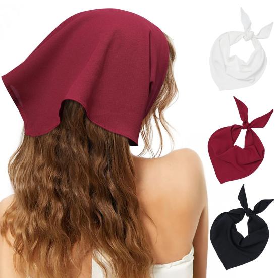 Pure Color Headscarf Large Triangular Scarf for Women Adjustable Strap Turban Headband Soft