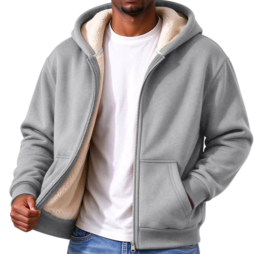 Herren Kapuzenjacke, Warm gefüttert, Reißverschluss Sweatshirt für Jugendliche