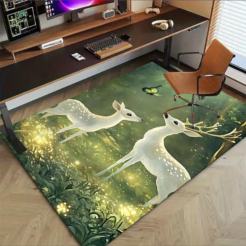 1pc Deer Butterfly Carpet Office Rug Outdoor Mat Home Decor Area Carpet Festival Gift Office Desk Chair Carpet
