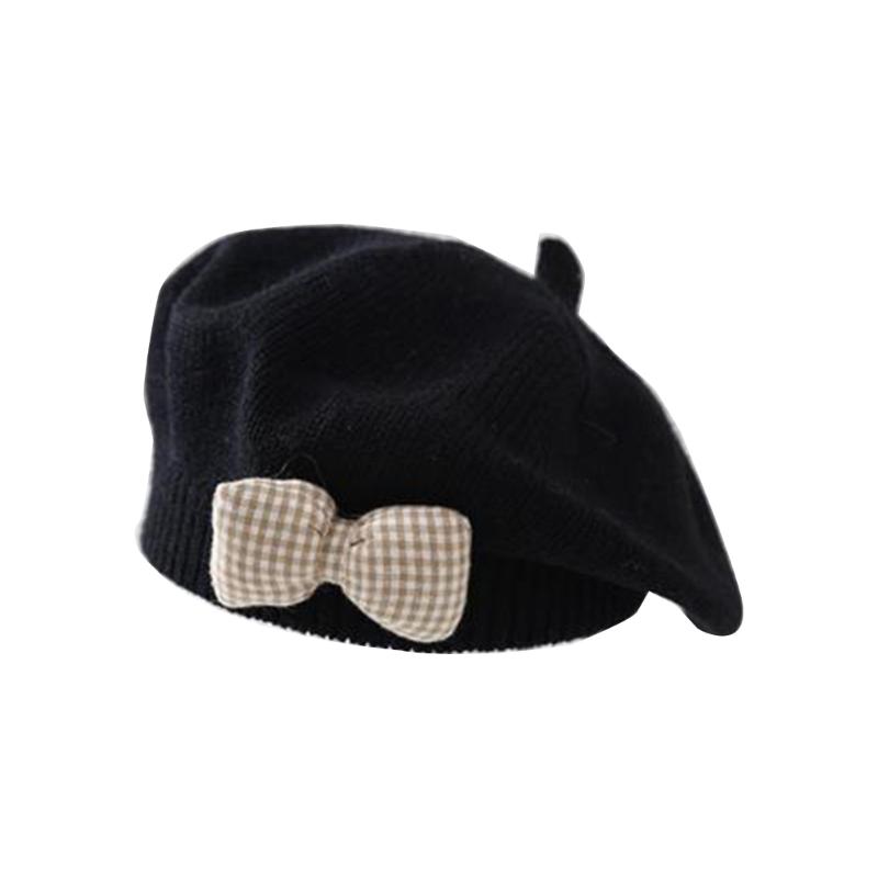 

Стильный берет для маленькой девочки, теплая и модная шапочка, милый шерстяной берет для малышки, модная и удобная шапка чёрный