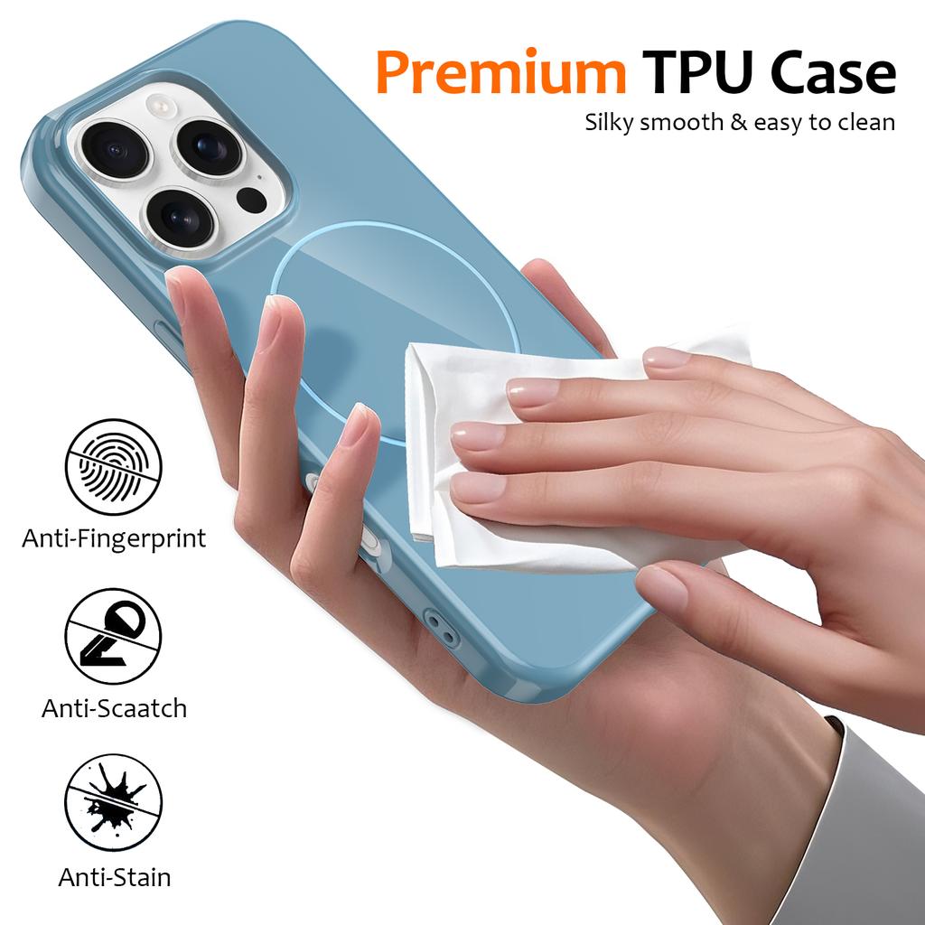 For iPhone 16 Pro Max Magnetic Case Compatible with MagSafe TPU Phone Back Cover with Lanyard