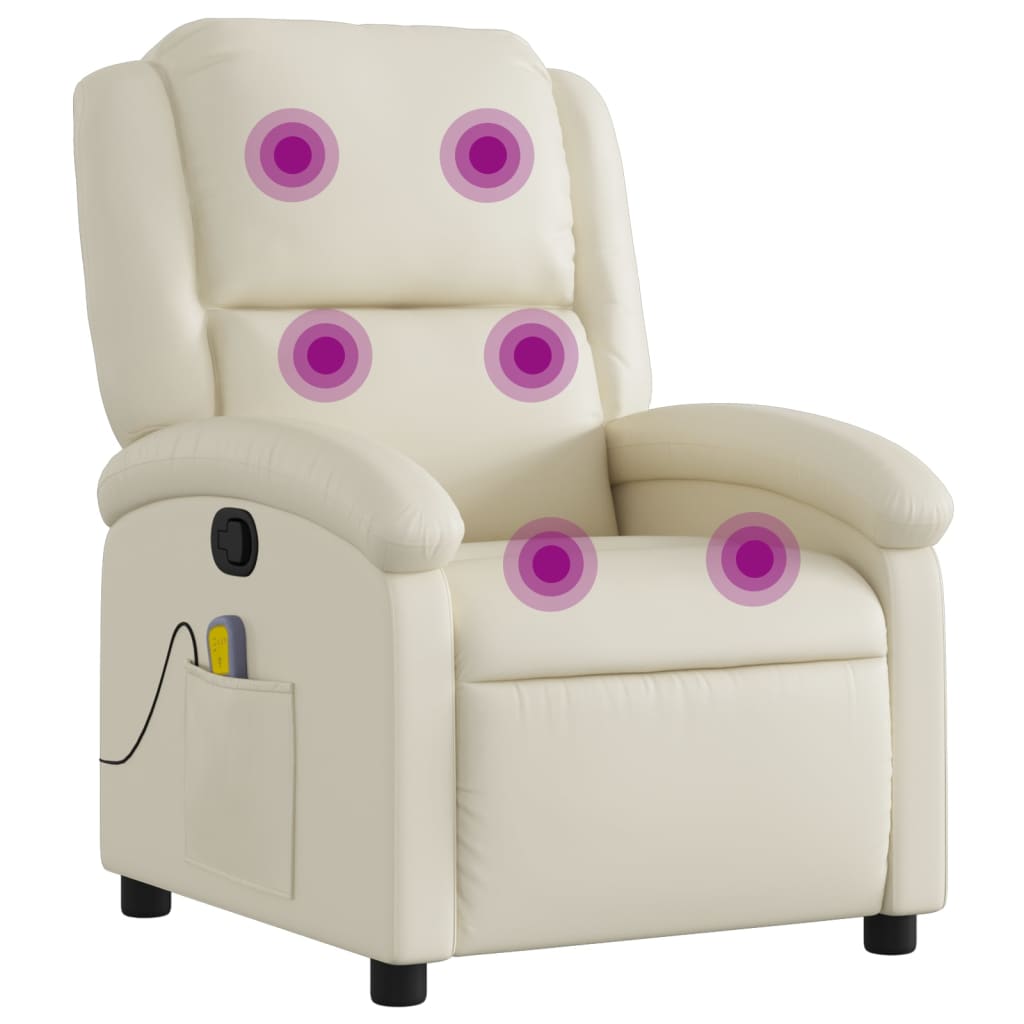 Massage Chair with Relax Function Synthetic Leather Cream