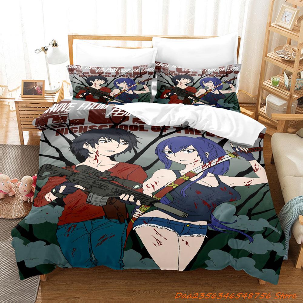 Comforter Cexy Girl Highschool Of The Dead Bedding Set Single Twin Full Queen King Size Bed Set Adult Kid Bedroom Duvet Sets