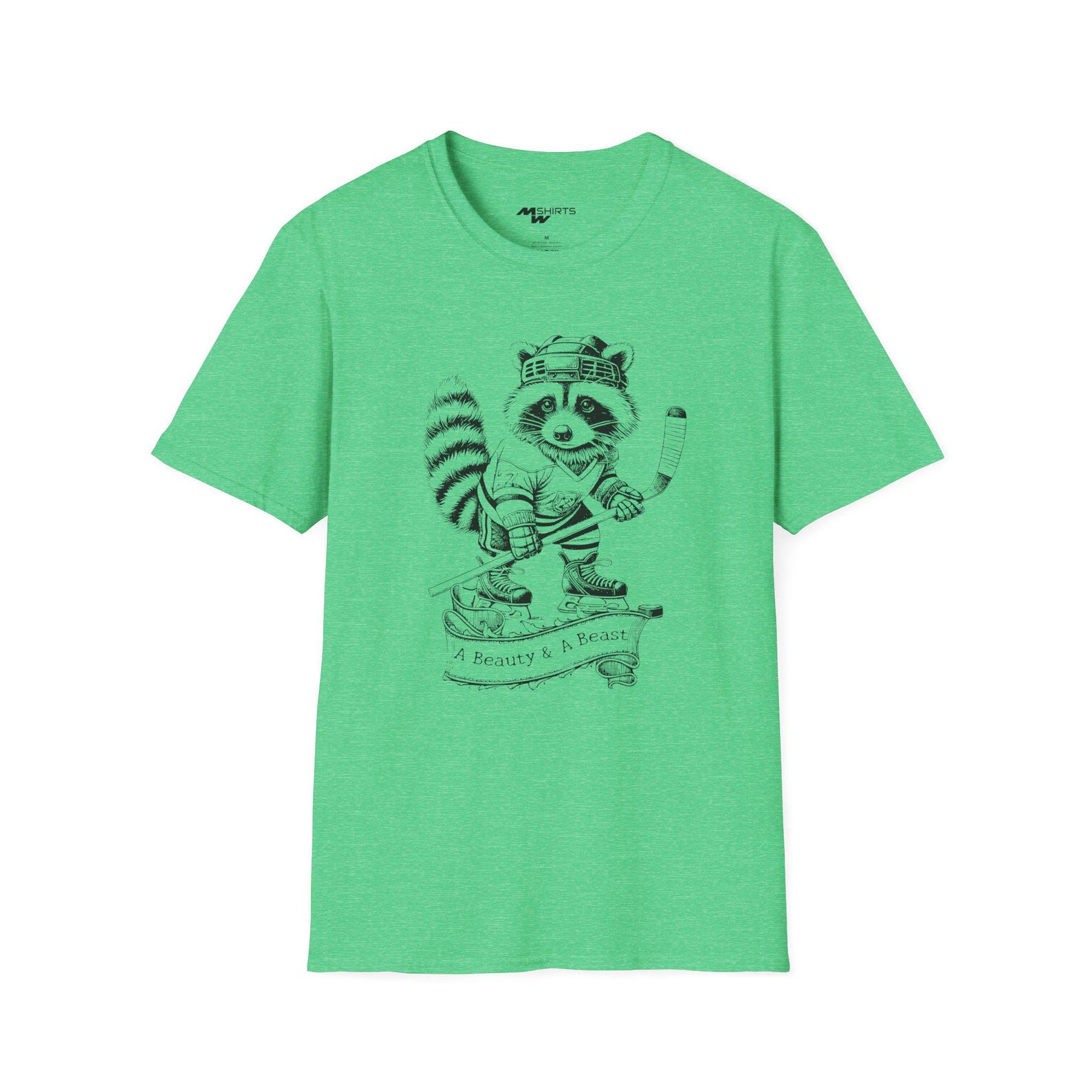 A Beauty & A Beast/ Ice Hockey Raccoon T-Shirt/ Unisex Softstyle T-Shirt 4XL