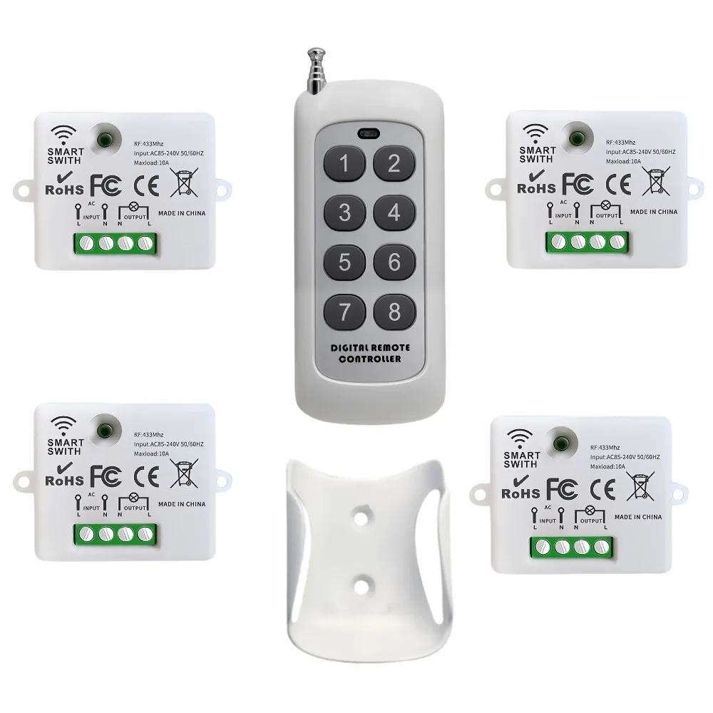 Mini Wireless Smart Light Switch with Remote Control 1000M Distance 433 Mhz RF Relay Receiver 220V Switch for Home Led Lamp Fan