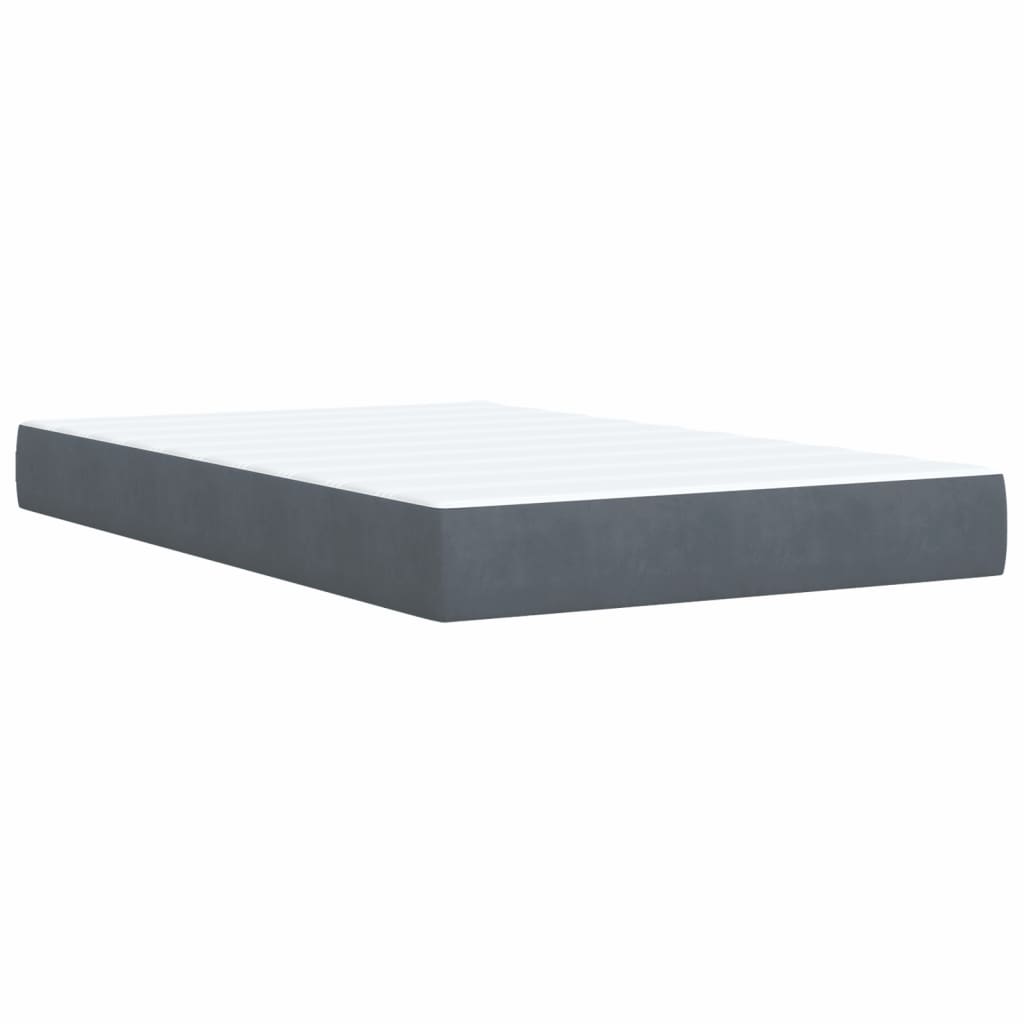Box Spring Bed with Mattress Dark Grey 120 x 190 cm Velvet
