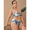Print 2 Piece Plus Size Bikini Women Strapped Hollow Large Swimsuit High Waist Lady Swimwear Chubby Curvy Bathing Suit