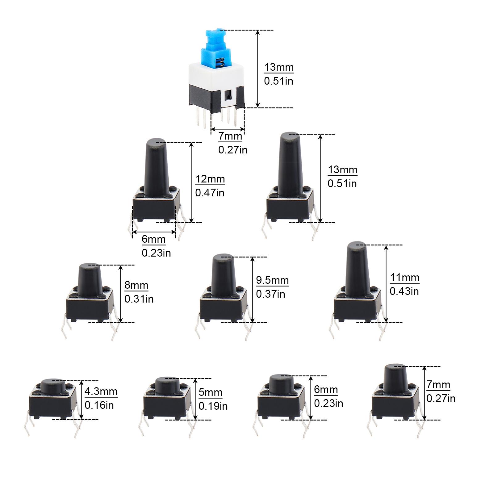 TMISHION Interrupteur Tactile à Bouton-poussoir 100pcs Interrupteur à Bouton-Poussoir Tactile