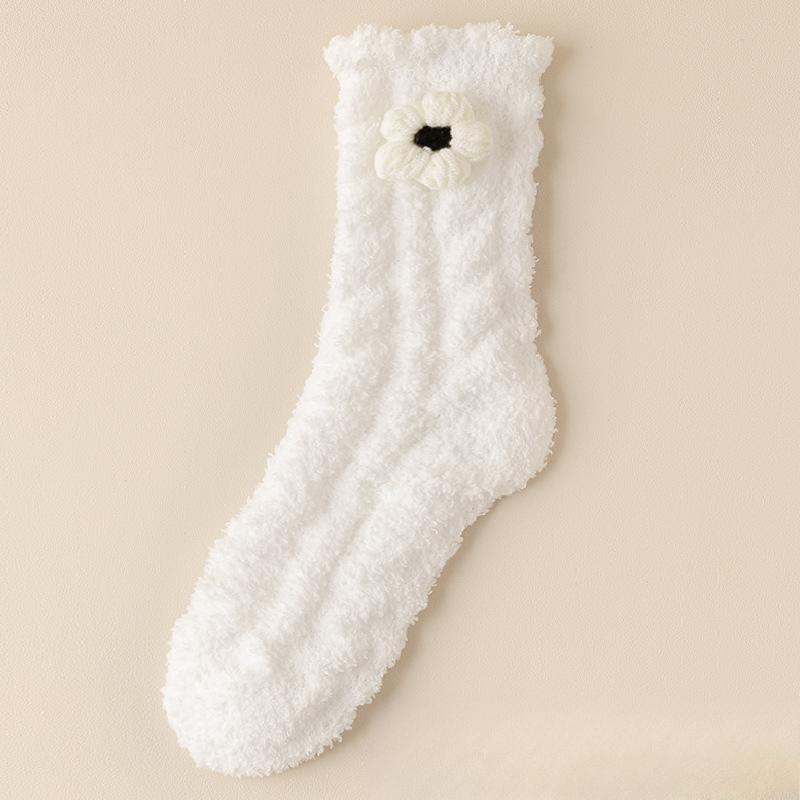 Female Autumn and Winter Coral Velvet Plus Velvet Sleep Warm Home Floor In The Tube Socks