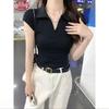 Langsha Polo Collar Slimming Short Sleeve Cotton T-shirt