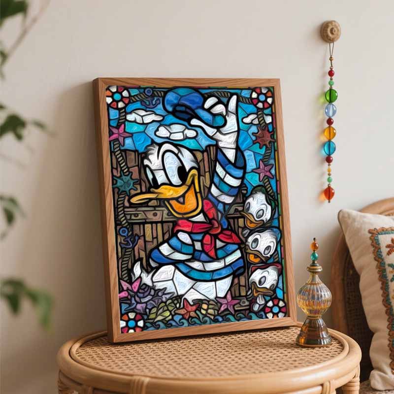 Disney Donald Duck Sailor Stained Glass Art Oil Painting Kit Wall Home Decor Gift