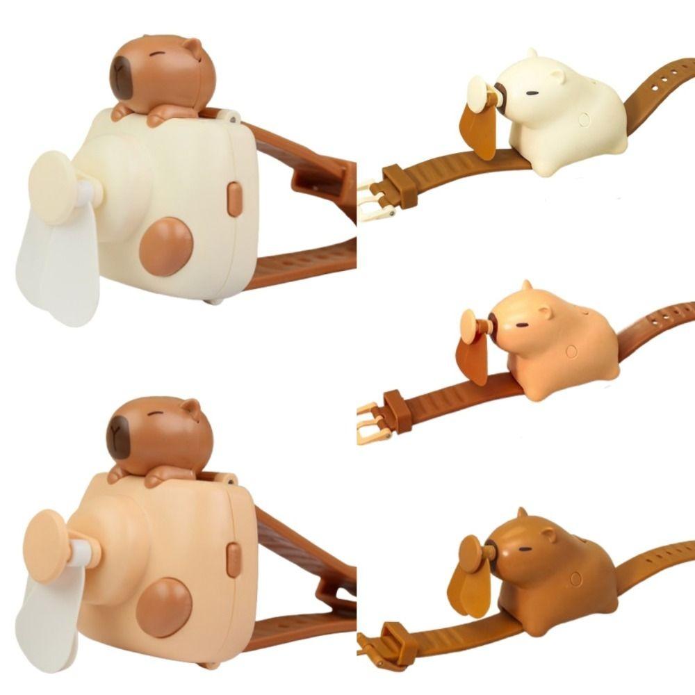 3 Speeds Portable Cute Watch Fan USB Charging Watch Small Fan Capybara Electric Fan Children