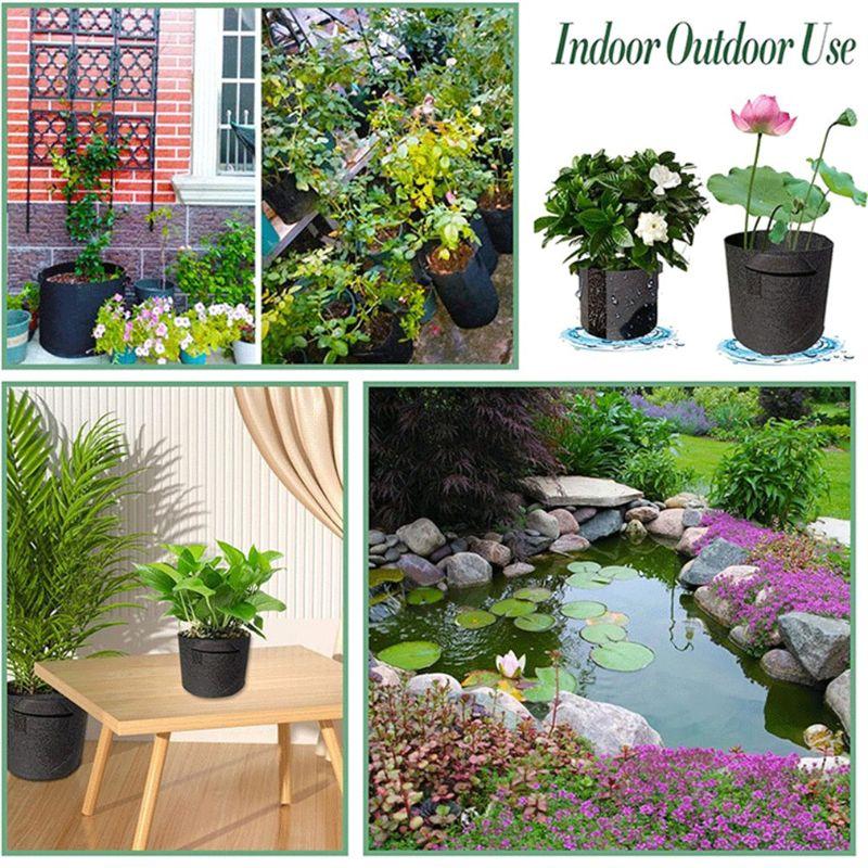 Pond Plant Thickened Nonwoven Plant Fabric Pots With Handles Durables Breathe Reusable Plant Bags 2 Gallon