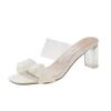 Transparent One-word Sandals Female Summer 2025 New Fairy Wind Crystal Thick Heel Open Toe Wear High-heeled Cool Slippers