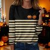 Women's Casual Long Sleeve Halloween Print Neck T-Shirt