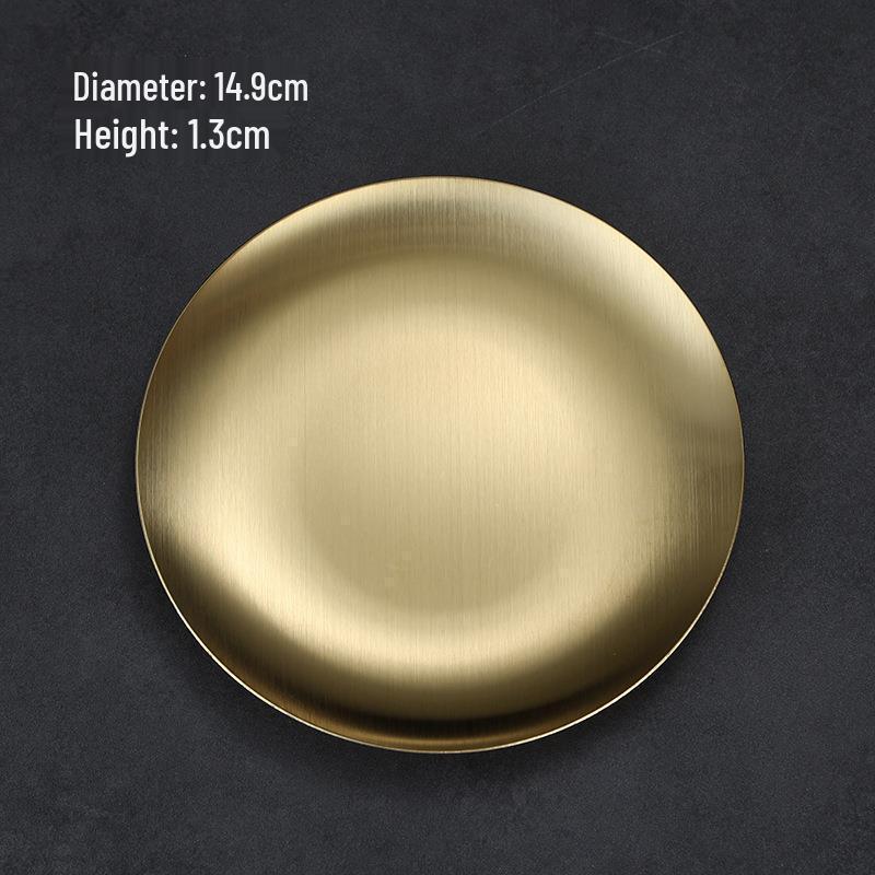 Korean Stainless Steel BBQ Gold Cutlery Round Plate
