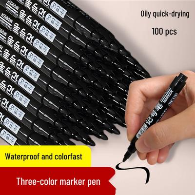 Quick-Dry Black Oil-Based Waterproof Mini Marker for Office & Logistics
