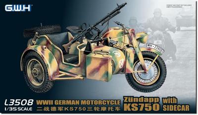 Great Wall Hobby 1/35 WWII German Military Sidecar KS750 with Two Trailers, Plastic Model Kit L3508 (Military)