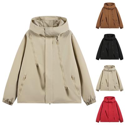 Unisex Autumn Casual Sports Solid Color Windproof Jacket Zipper Workwear Jacket