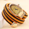 Snake Watch Creative Quartz Watches Dame Rhinestone Leather Armbånd Armbåndsur