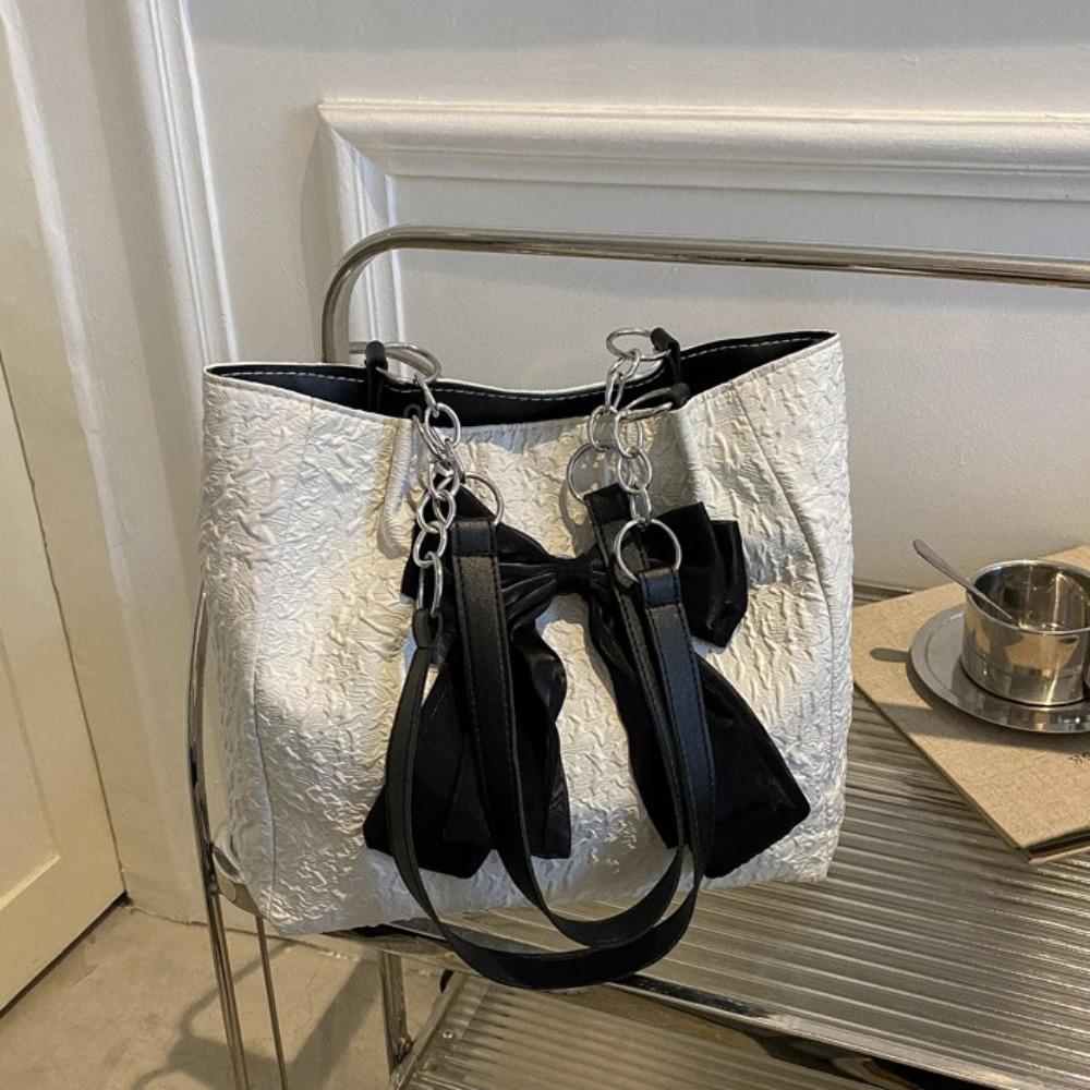 Nylon Single Shoulder Bag Korean Style Bucket Shopping Bag All-match Bowknot Tote Bag  Girls