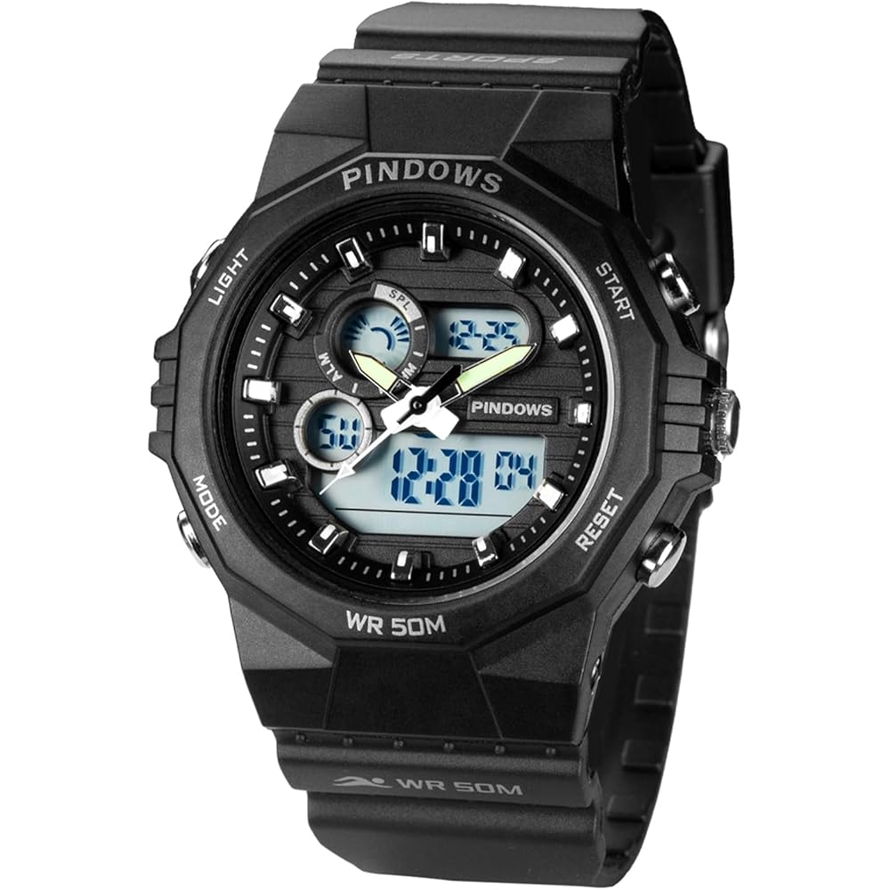 PINDOWS Women s Digital Sports Watch 50M Waterproof Multi-Function LED Backlight Calendar Alarm Stopwatch