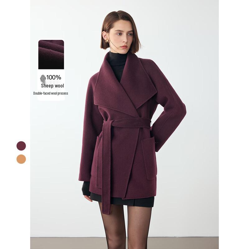 LANGZI Pure Wool Oversized Maillard Double-Faced Coat
