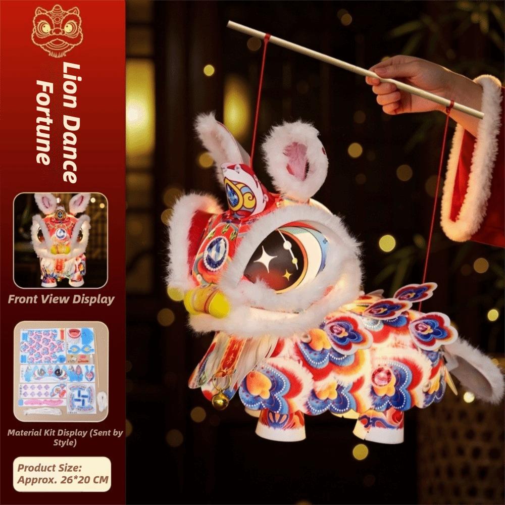Traditional Chinese Style New Year Lion Dance Lantern Luminous Hand-held Lantern  Children's Craft