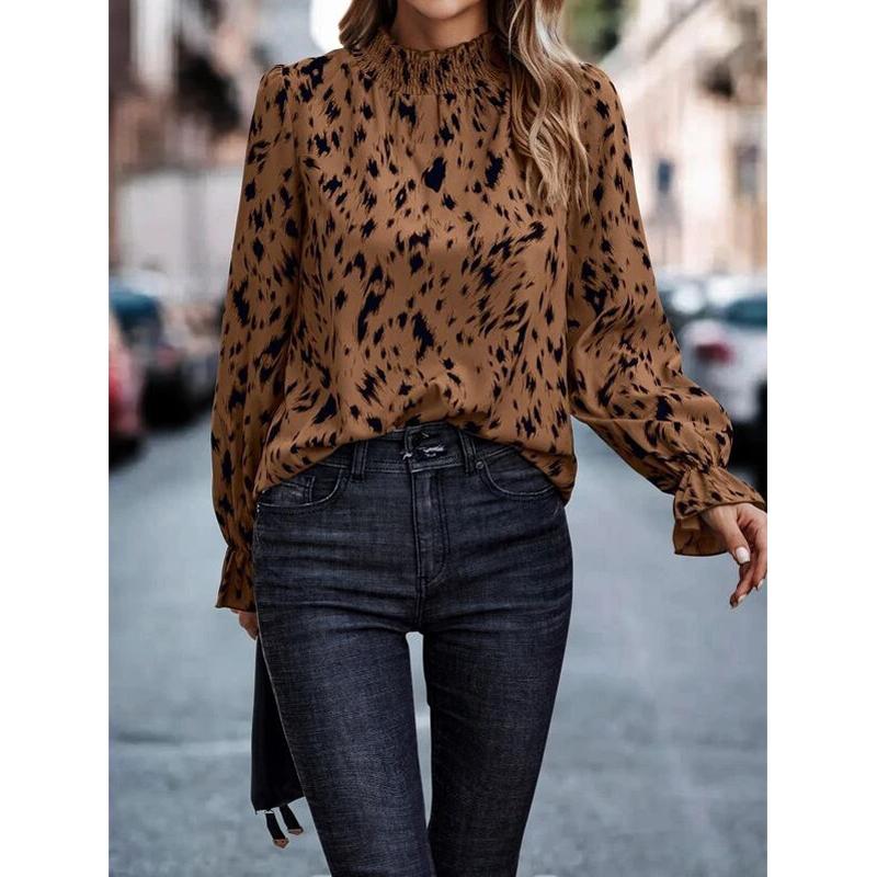 Blusa feminina manga longa com botões, casual, solta, lisa, top, camisa larga