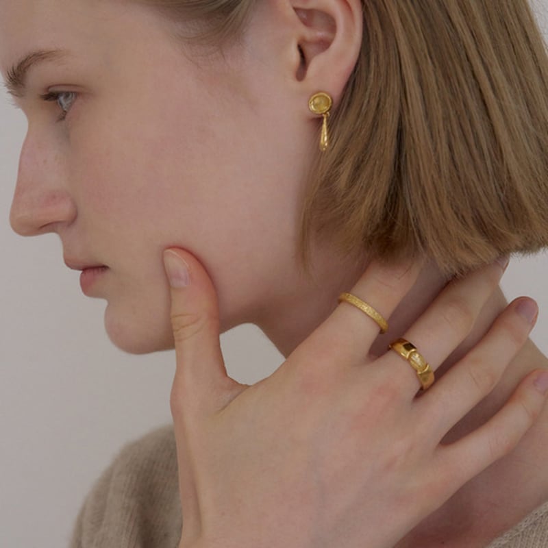 ovbeige [VEI] 925silver DROP BAR STONE EARRINGS _ RUTILATED QUARTZ