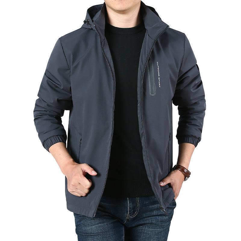 Autumn and Winter Fleece Jacket Men's New Casual Outdoor Hooded Stand-up Collar Elastic Quick-drying Jacket