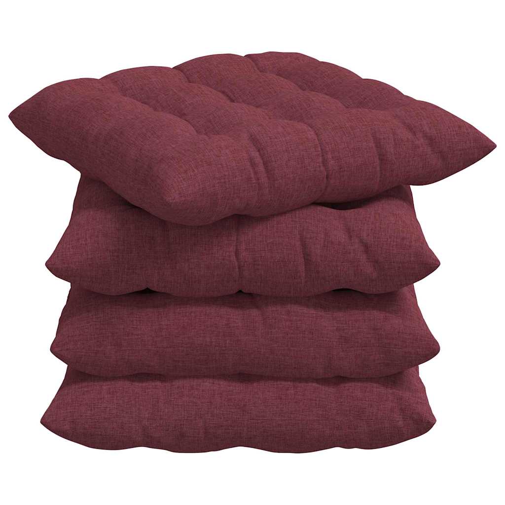 Seat Cushions 4 pcs Burgundy Red 40 x 40 x 6 cm Fabric