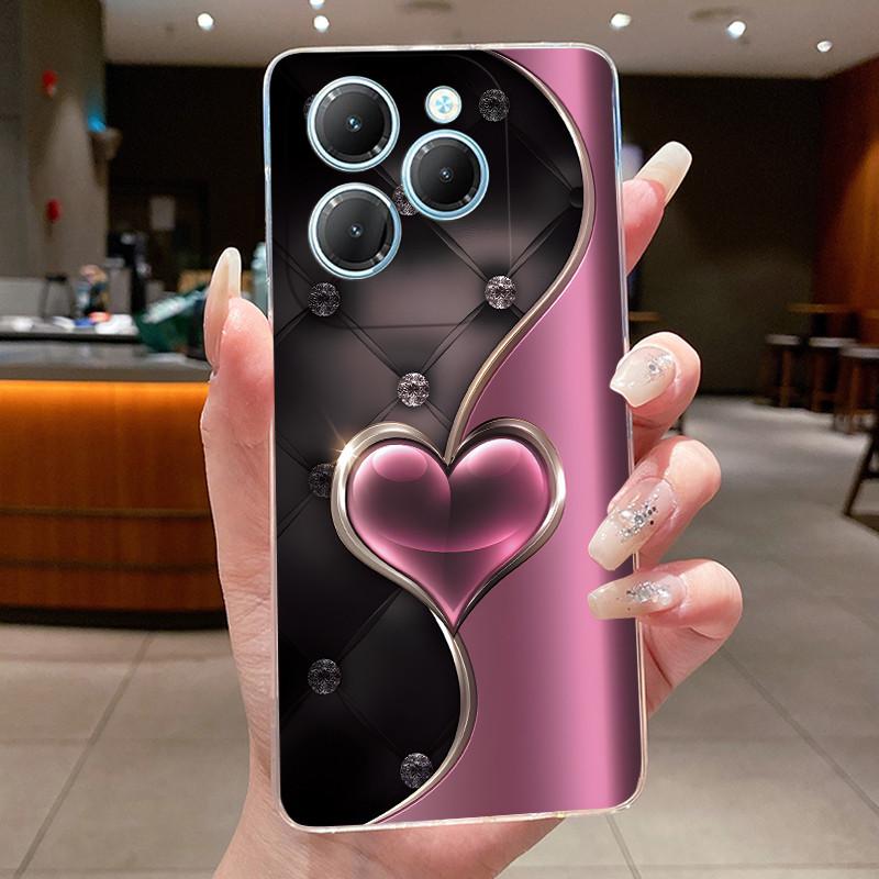 For Infinix Hot 40 Case Clear Silicone Luxury Aesthetic Butterfly Flower Soft TPU Back Cover Infinix X6836 X6837 Hot 40 Pro Case