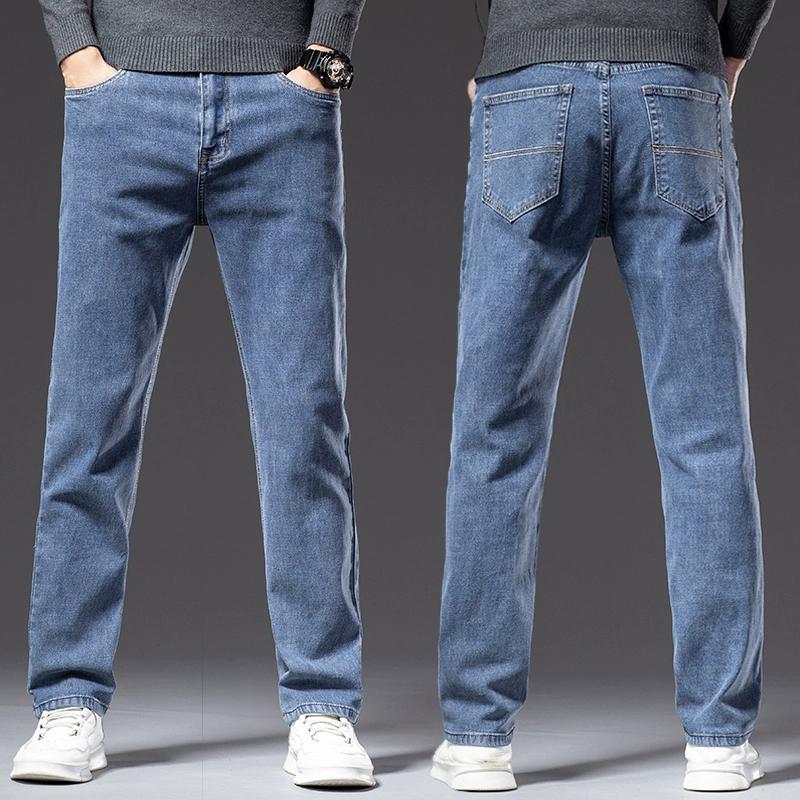 

High-quality Stretch Jeans Men s Straight Loose Middle-aged Casual Large Size Spring and Autumn Men s Long Pants 29
