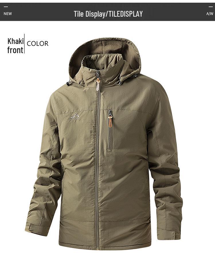 Men's Outdoor Fleece-Lined Windproof Waterproof Jacket