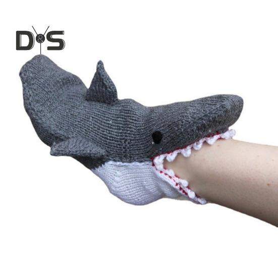 Crocodile Socks Novelty Shark/Croc Biting Leg Floor Socks Winter Home Warm Knitted Animal Socks for Men And Women
