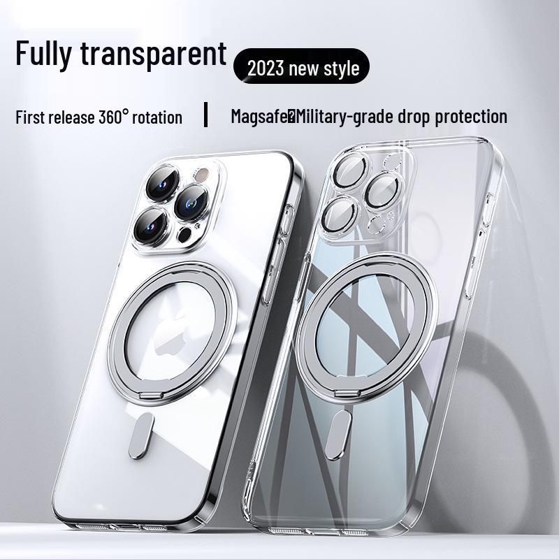 iPhone 16 Case: Rotating Magnetic Stand, Ultra-thin Electroplated for 13, 14 Pro Max, 15 iPhone 16