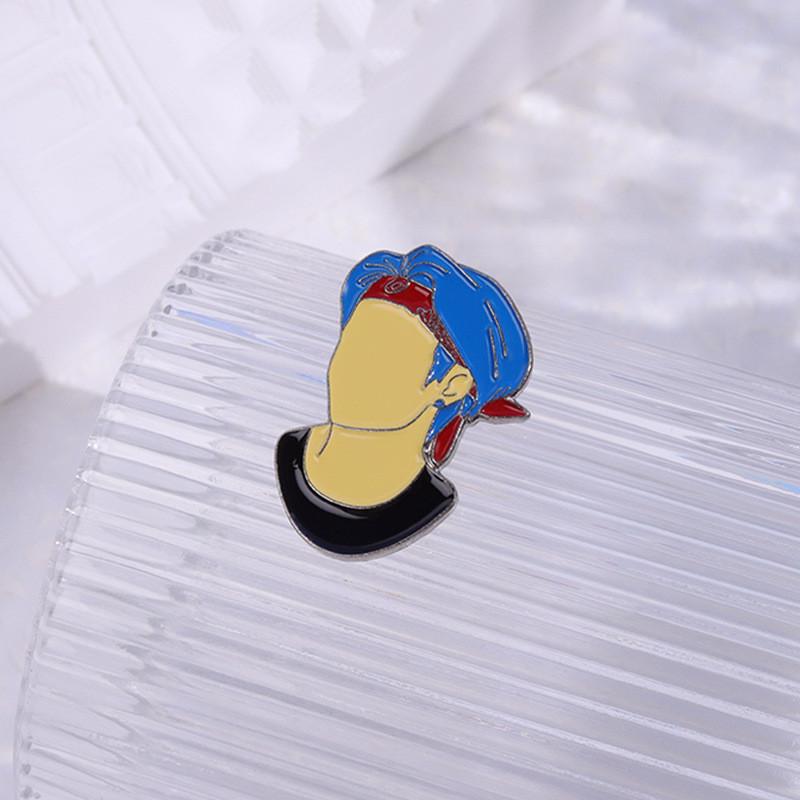 Trendy Cartoon Character Alloy Brooch Featuring Stylish Blue Haired Boy For Fashionable Decoration